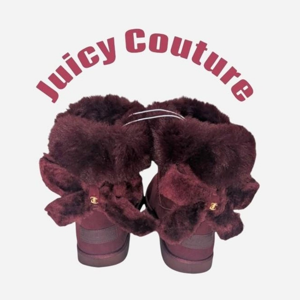 Juicy Couture Burgundy Faux Fur Ankle Boots